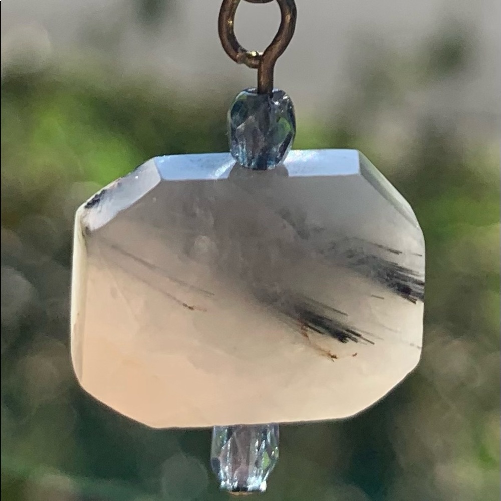 Rutilated Quartz/Tanzanite earrings. Hand made. Good quality. - Picture 3 of 8
